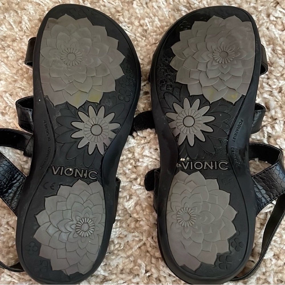 Vionic Amber Adjustable Black Crocodile Sandals W… - image 3